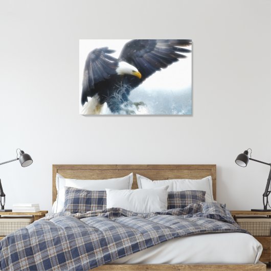 Frost Bald Eagle Landing Living Room Bold Piece Canvas Afdruk (Insitu (Slaapkamer))