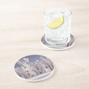 Frost Covered Trees and Fence, Colorado Zandsteen Onderzetter