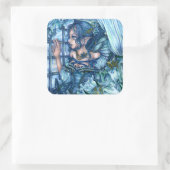 Frost Fairy Meisje's Uitzicht van een Sapphire Win Vierkante Sticker (Tas)