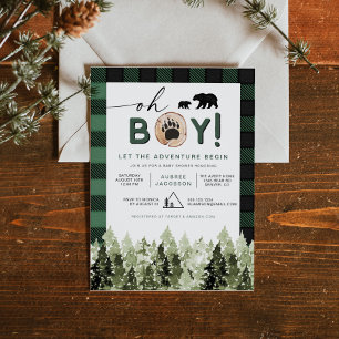 FROST Green Flannel Pine Beer Boy Baby shower Kaart