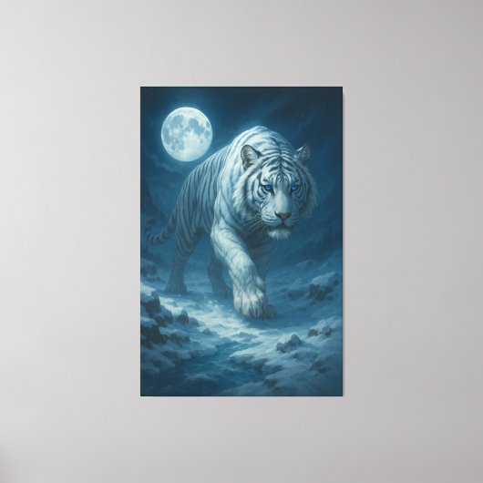 Frost King White Tiger – Majestic Icy Guardian Wal Canvas Afdruk (Voorkant)