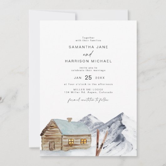 FROST Mountain Ski Cabin Snowy Winter Weddenschap Kaart (Voorkant)