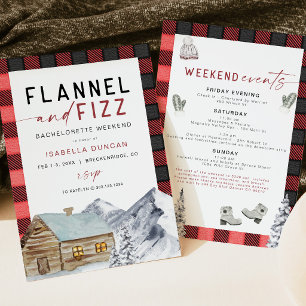 FROST Rode Flanellen & Fizz Winter Bruidsfeest Kaart