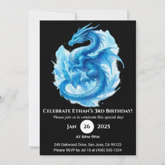 Frost Spiral Dragon Birthday Invitation Kaart