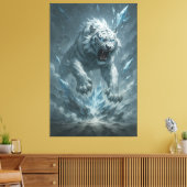 Frost White Tiger – Emperor of the Frozen Realm – Canvas Afdruk (Insitu (Woonkamer))