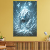 Frost White Tiger – Emperor of the Frozen Realm – Canvas Afdruk (Insitu (Woonkamer))