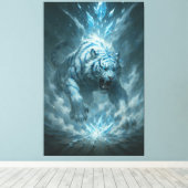 Frost White Tiger – Emperor of the Frozen Realm – Canvas Afdruk (Insitu (Houten vloer))