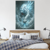 Frost White Tiger – Emperor of the Frozen Realm – Canvas Afdruk (Insitu (Slaapkamer))
