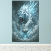 Frost White Tiger – Emperor of the Frozen Realm – Canvas Afdruk (Insitu (Houten vloer))