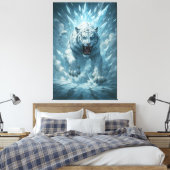 Frost White Tiger – Emperor of the Frozen Realm – Canvas Afdruk (Insitu (Slaapkamer))