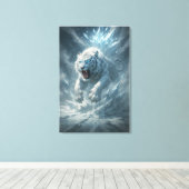 Frost White Tiger – Emperor of the Frozen Realm – Canvas Afdruk (Insitu (Houten vloer))