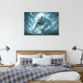 Frost White Tiger – Emperor of the Frozen Realm – Canvas Afdruk (Insitu (Slaapkamer))