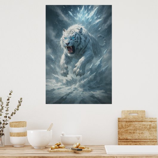 Frost White Tiger – Emperor of the Frozen Realm – Poster (Keuken)