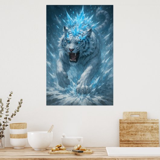 Frost White Tiger – Emperor of the Frozen Realm – Poster (Keuken)