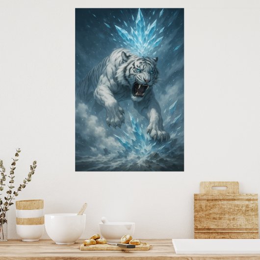 Frost White Tiger – Emperor of the Frozen Realm –  Poster (Keuken)