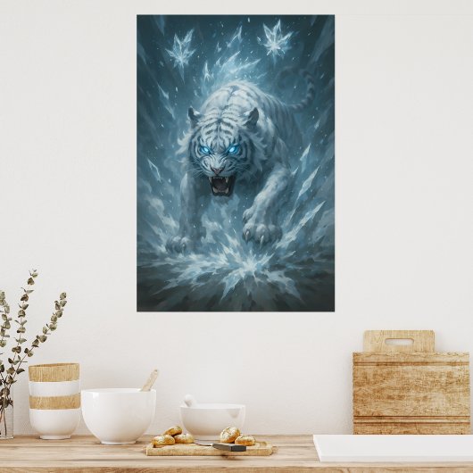 Frost White Tiger – Emperor of the Frozen Realm –  Poster (Keuken)