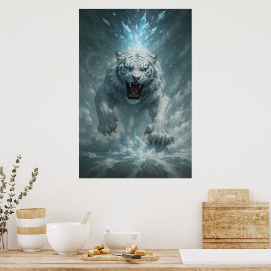 Frost White Tiger – Emperor of the Frozen Realm – Poster (Keuken)
