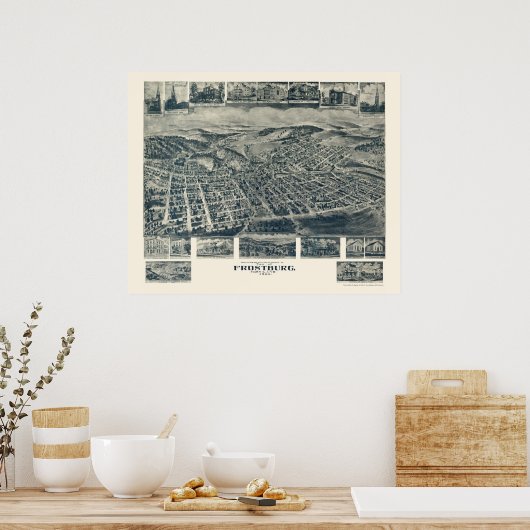 Frostburg, MD Panoramic Map - 1905 Poster (Keuken)