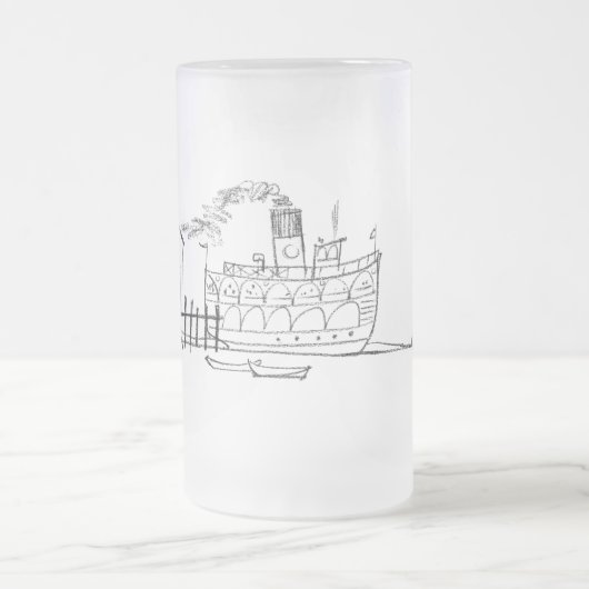 Frosted 16 oz. Mok, Block Island Seaside Dock Matglas Bierpul (Center)