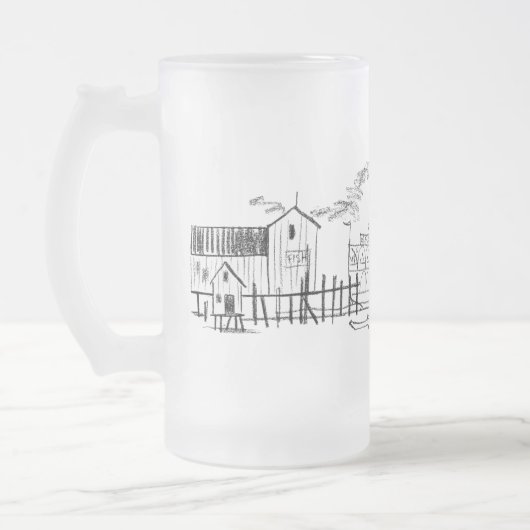 Frosted 16 oz. Mok, Block Island Seaside Dock Matglas Bierpul (Links)