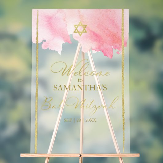 Frosted Acryl Welkomstborden Abstract Bat Mitzvah Acryl Bord (Neutraal)