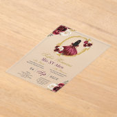 Frosted Acrylic Cherry Red Quinceañera Invitation (Poser)