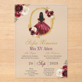Frosted Acrylic Cherry Red Quinceañera Invitation (Recto)