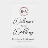 Frosted Acrylic Wedding Welkomstbord | Monogram Acryl Bord (Voorkant)