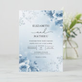 Frosted Azure Bloemen Huwelijk Kaart (Staand voorkant)