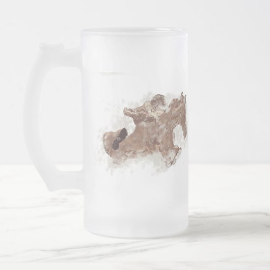 Frosted Beer Mok: Winst in het Zand Matglas Bierpul (Links)