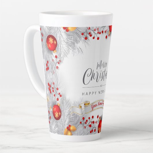 Frosted Berries Christmas (volledig Afbeelding) Latte Mok (Linkerhoek)