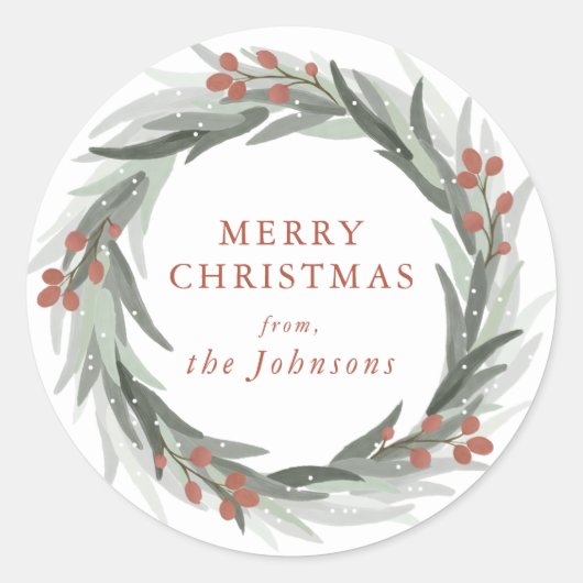 Frosted Berries Kerst sticker (Voorkant)