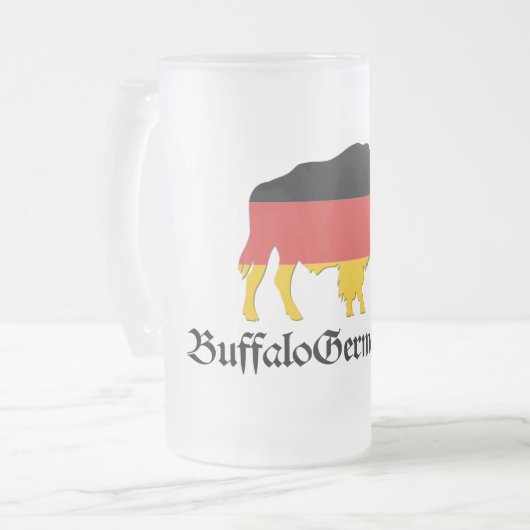 Frosted Bison Beer Stein Matglas Bierpul (Voorkant links)