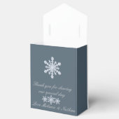 Frosted Blauw Winter Bruiloft Custom Bedankdoosjes (Geopend)