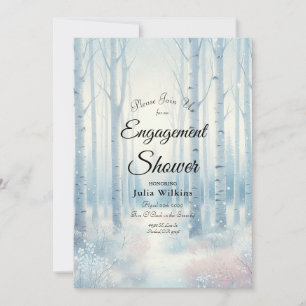 Frosted Blue Birch Forest Verloving Shower Kaart