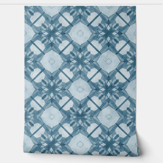 Frosted Blue Geometric Snowflake Behang