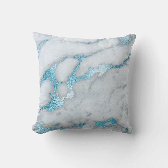 Frosted Blue Marble Pillow Kussen (Voorkant)