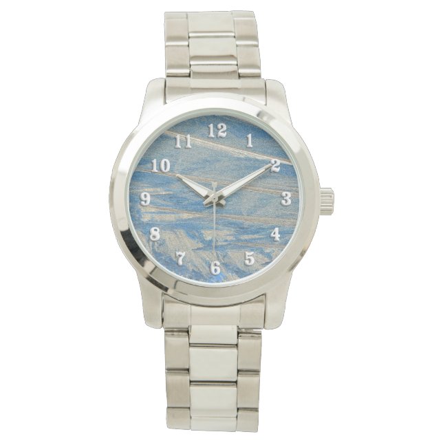 Frosted Blue met witte cijfers Horloge (Voorkant)