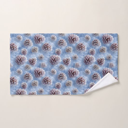 Frosted Blue Pinecones Pattern Throw Pillow Bad Handdoek (Handdoek)