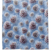 Frosted Blue Pinecones Pattern Throw Pillow Douchegordijn (Voorkant)