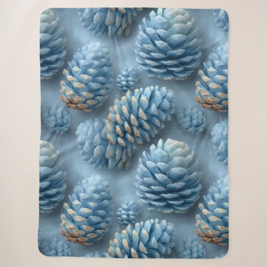 Frosted Blue Pinecones Sherpa Deken (Voorkant)