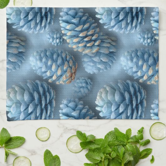 Frosted Blue Pinecones Theedoek (Gevouwen)