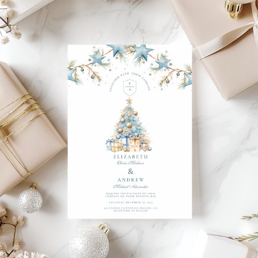 Frosted Blue Star Wedding Kaart