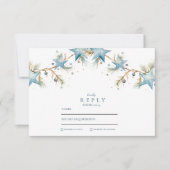 Frosted Blue Star Wedding RSVP Kaartje (Voorkant)