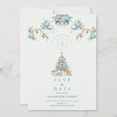 Frosted Blue Star Wedding Save The Date (Voorkant)