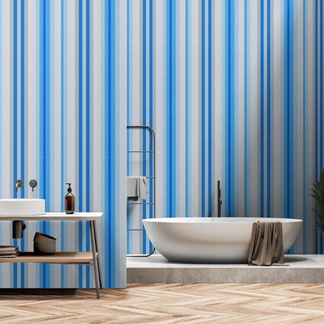 Frosted Blue Stripe Behang (Badkamer)