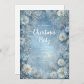 Frosted Blue Winter Floral Noël Invitation (Devant / Derrière)