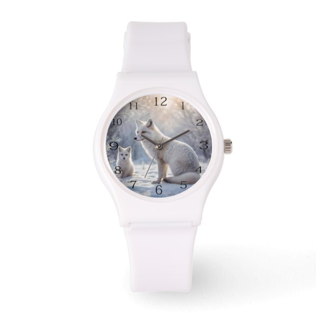 Frosted Bonds: de poolvos en haar welp Horloge (Voorkant)