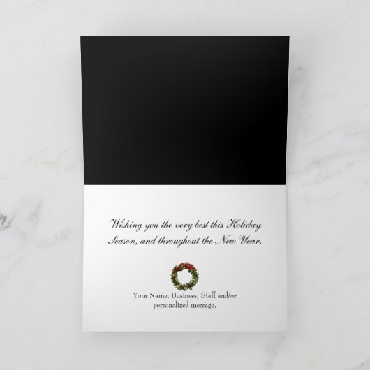 Frosted Branch Blauw Wit Ingedrukte Kerst Kaart (Binnen)