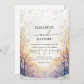 Frosted Branch Winter Wedding Kaart (Voorkant / Achterkant)